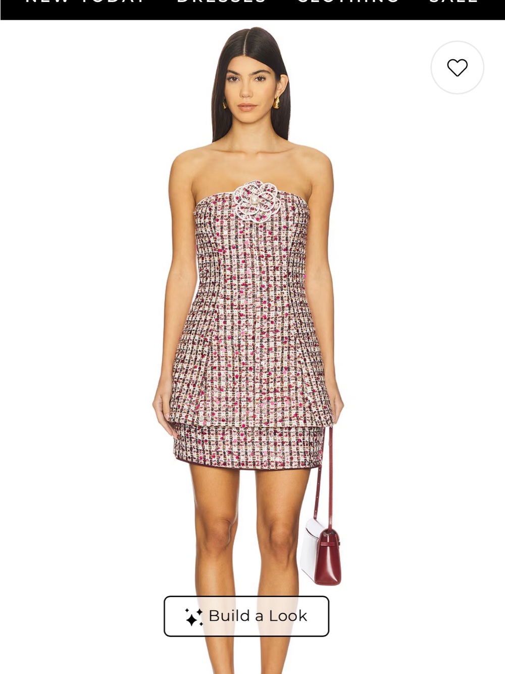 Elliatt Pink Multi Tweed Strapless Mini Dress